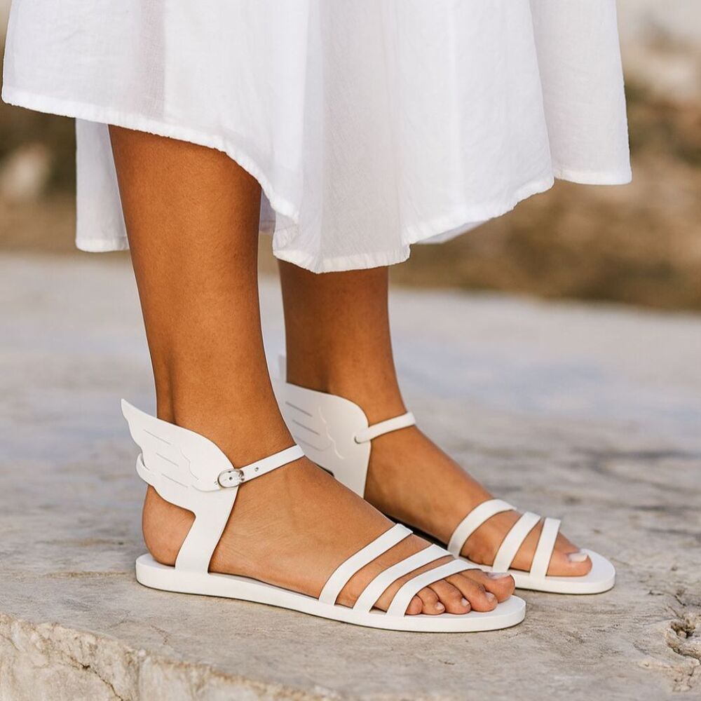 Ancient Greek Sandals White Wing Hermes Sandals Shoes Women's Size EU 37 US 6